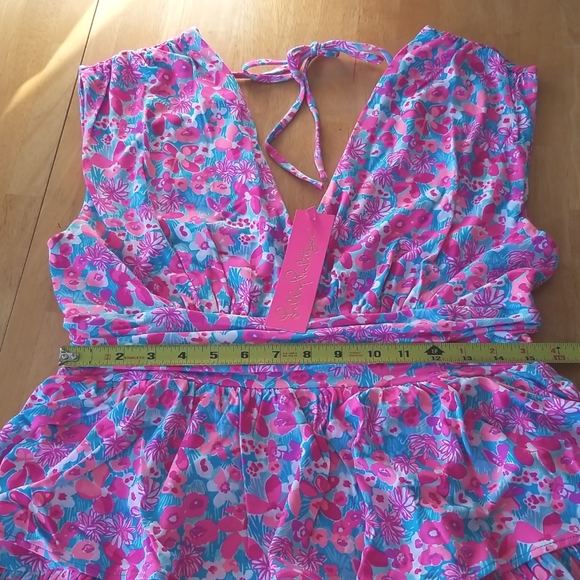 Lilly Pulitzer Faye V-Neck Ruffle Dress Aura Pink Baby Bloomer - Picture 6 of 10